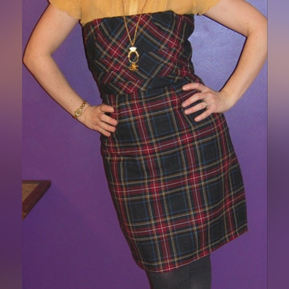 Bitten by Sarah Jessica Parker Strapless Plaid Dress